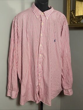 Ralph Lauren 3XB Men's Red & White Check Button Down Shirt